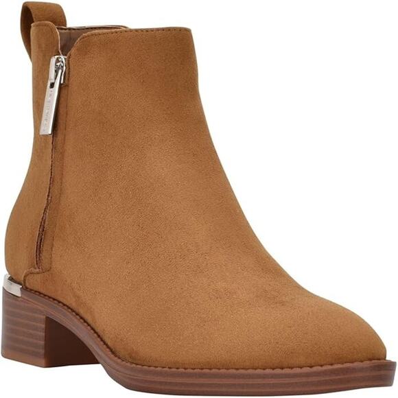 Calvin Klein Women's Deniece Faux Suede Ankle Booties, Cognac Size 9.5M - Picture 3 of 5